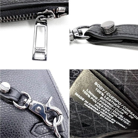 Botiker Wristlet Clutch Valentina Medium Clutch Black Leather Silver New NWT - Picture 8 of 12